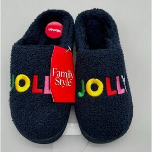 Family PJs Slippers Womens Medium 7-8 JOLLY Colorful Festive Lounge Bright Cozy